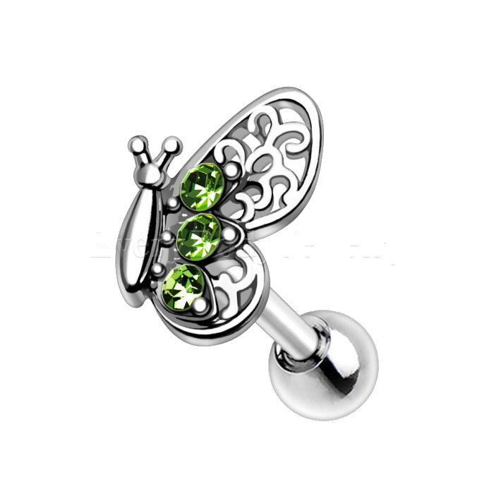 316L Stainless Steel Green Butterfly Cartilage Earring | Fashion Hut Jewelry