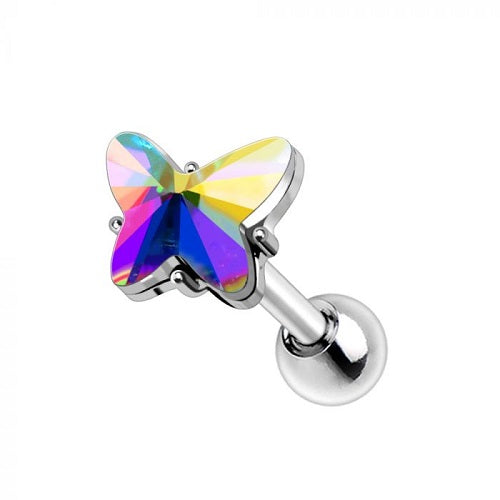 316L Stainless Steel Aurora Borealis Butterfly Cartilage Earring | Fashion Hut Jewelry
