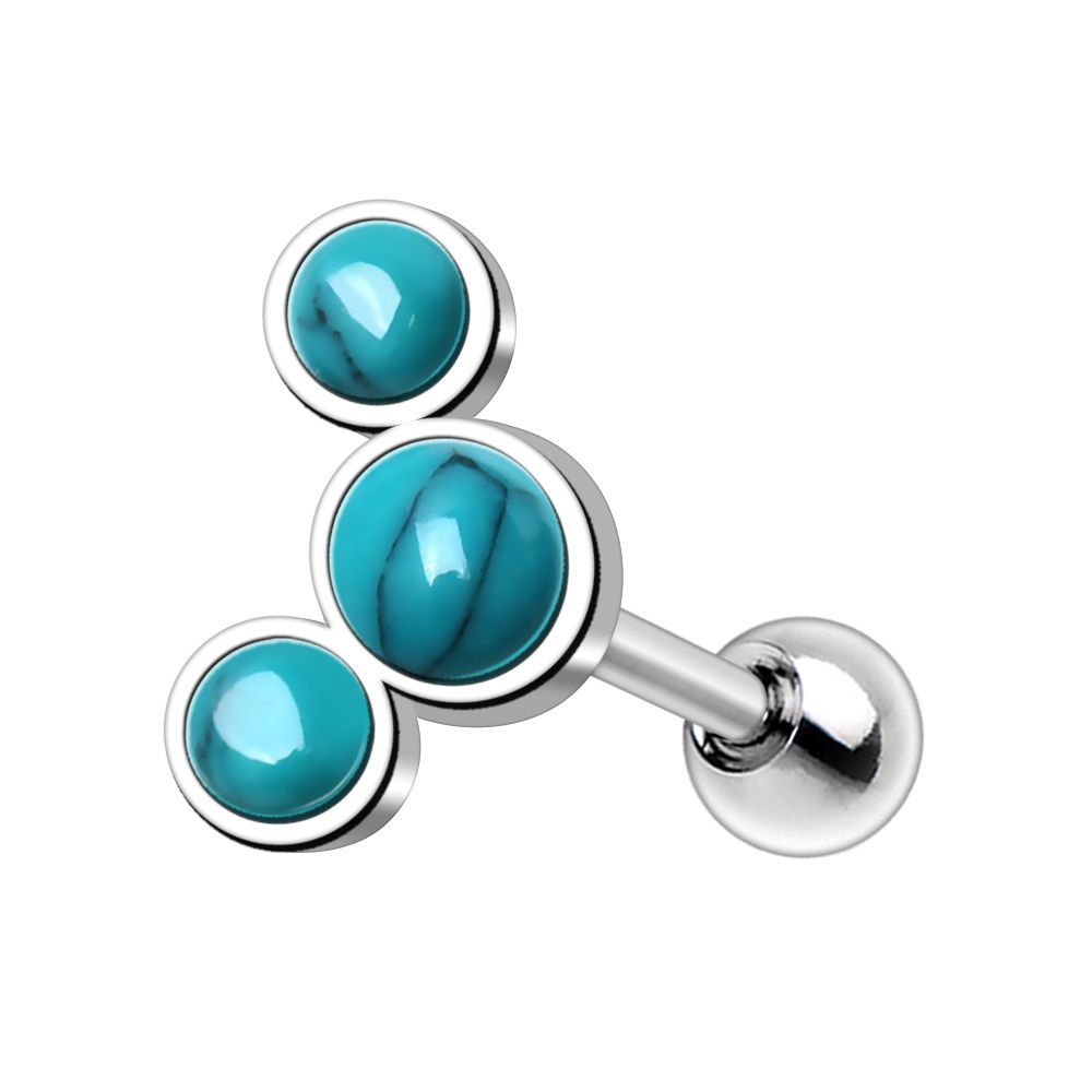 316L Stainless Steel Triple Turquoise Cartilage Earring