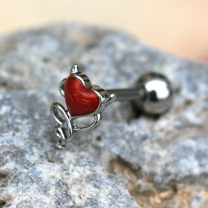 316L Stainless Steel Devil's Heart Cartilage Earring | Fashion Hut Jewelry
