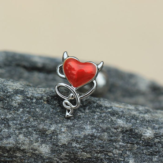 316L Stainless Steel Devil's Heart Cartilage Earring | Fashion Hut Jewelry