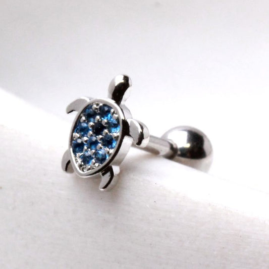 316L Stainless Steel Ocean Blue Turtle Cartilage Earring - Fashion Hut Jewelry