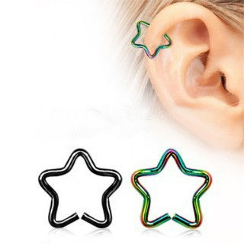 PVD Plated Star Shaped Cartilage Earring | Fashion Hut Jewelry