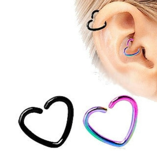 PVD Plated Heart Shaped Cartilage Earring | Fashion Hut Jewelry