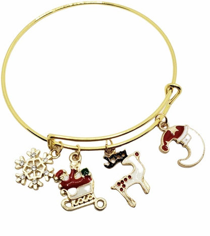 Christmas Snowflake Charm Bracelet - Gold | Fashion Hut Jewelry