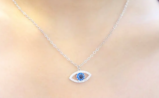 CZ Blue Evil Eye Necklace