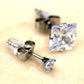 Pair of 316L Surgical Steel Clear Princess Cut CZ Stud Earrings | Fashion Hut Jewelry