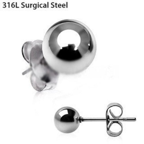 Pair of 316L Stainless Surgical Steel Ball Stud Earrings | Fashion Hut Jewelry