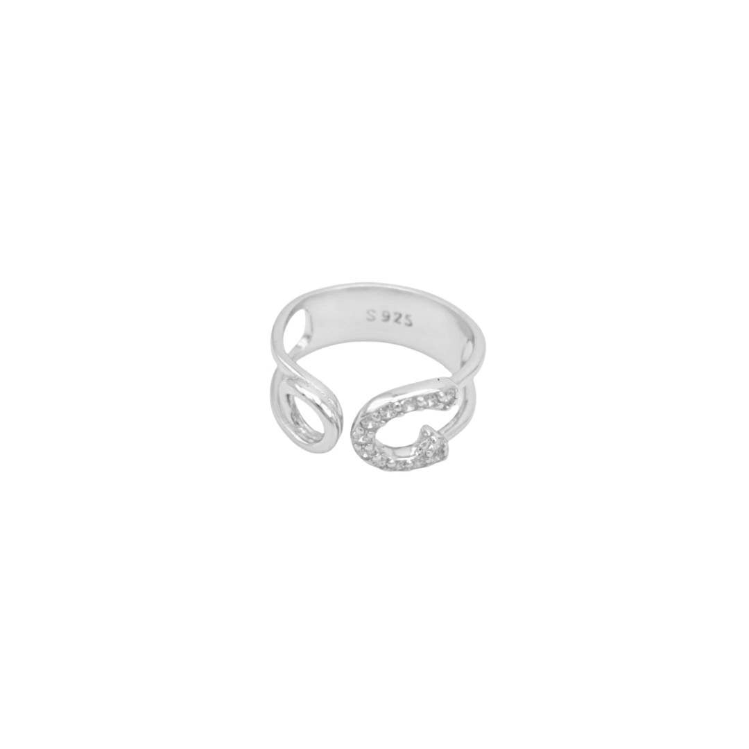 CZ Safety Pin Pinky Ring | Fashion Hut Jewelry