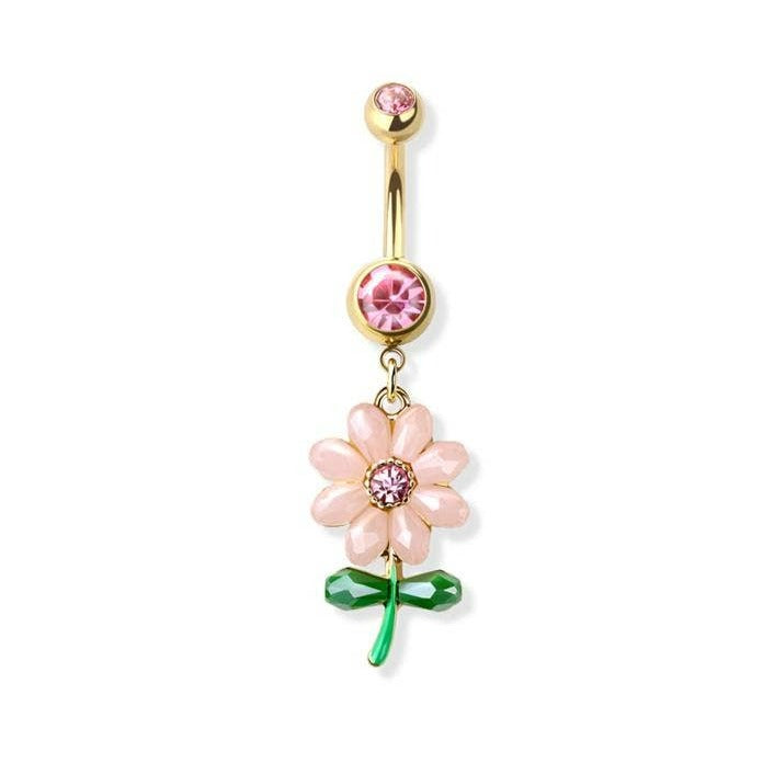 Daisy Flower CZ Navel Ring | Fashion Hut Jewelry