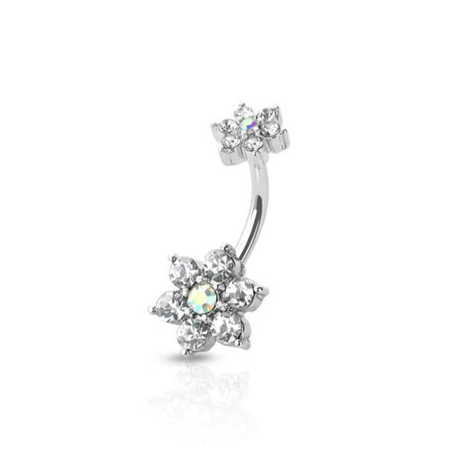 316L Stainless Steel Flower Burst Navel Ring | Fashion Hut Jewelry
