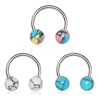 316L Stainless Steel Horseshoe with Synthetic Stones - Fashion Hut Jewelry