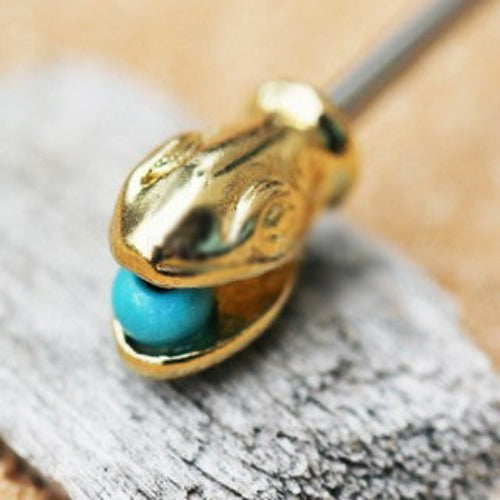Golden Serpent Industrial Barbell | Fashion Hut Jewelry