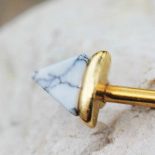 Gold Howlite Triangle Industrial Barbell | Fashion Hut Jewelry