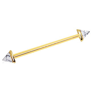 Gold Howlite Triangle Industrial Barbell | Fashion Hut Jewelry