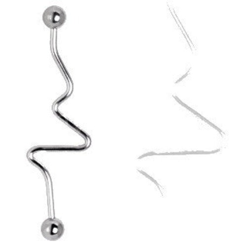 316L Surgical Steel Wave Industrial Barbell | Fashion Hut Jewelry