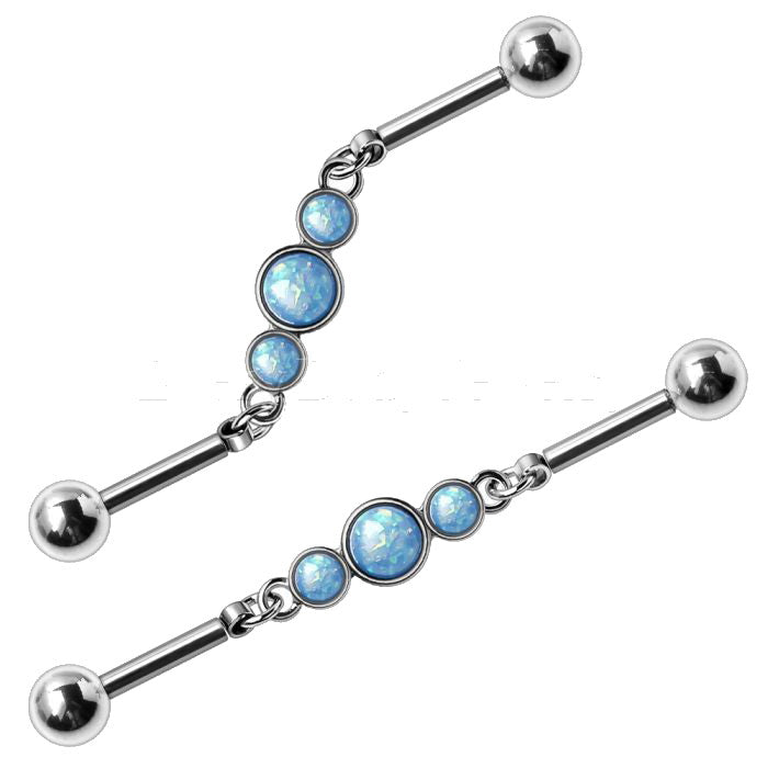 316L Stainless Steel Blue Bubble Chain Industrial Barbell - Fashion Hut Jewelry