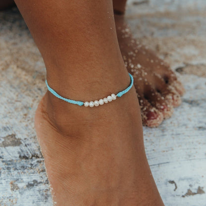 Lahaina Pearl Handmade Anklet - Turquoise | Fashion Hut Jewelry