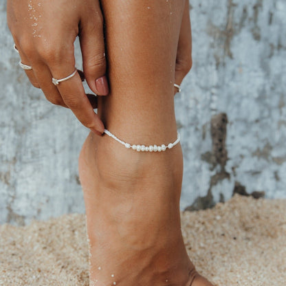 Lahaina Pearl Handmade Anklet - White | Fashion Hut Jewelry