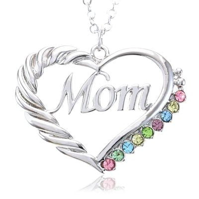 Mom Crystal Heart Necklace | Fashion Hut Jewelry