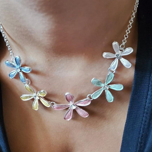 Multi Flower Link Necklace Set | Fashion Hut Jewelry