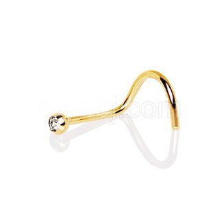 Screw Nose Ring with Press Fit CZ | Fashion Hut Jewelry