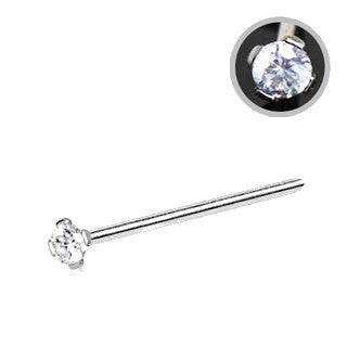 316L Stainless Steel Prong Set CZ Fishtail Nose Ring - Fashion Hut Jewelry