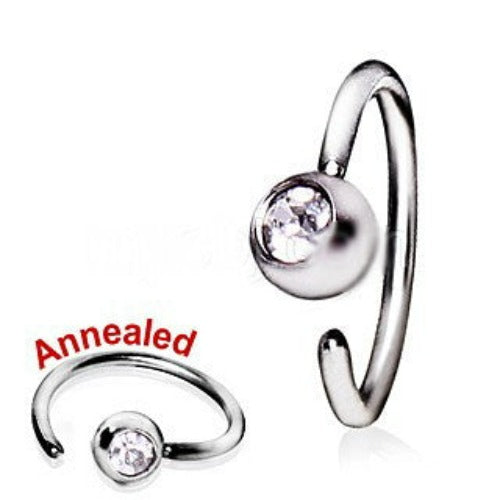 316L Surgical Steel Annealed Press Fit CZ Ball Nose Hoop | Fashion Hut Jewelry