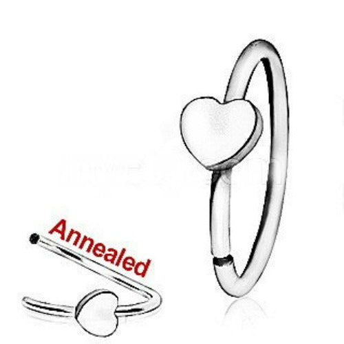316L Surgical Steel Annealed Heart Nose Hoop | Fashion Hut Jewelry