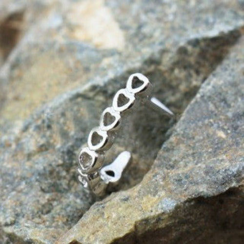 316L Stainless Steel Heart L Bend Half Nose Hoop | Fashion Hut Jewelry