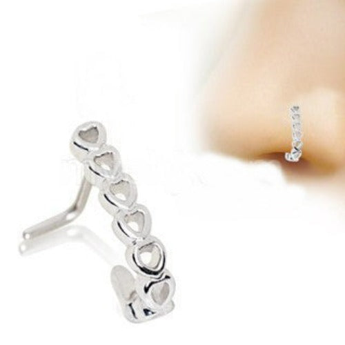 316L Stainless Steel Heart L Bend Half Nose Hoop | Fashion Hut Jewelry