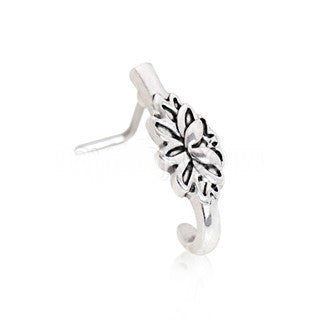 316L Stainless Steel Lotus Flower L Bend Half Nose Hoop | Fashion Hut Jewelry