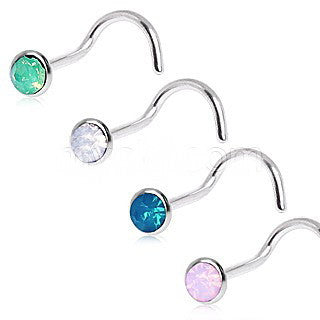 316L Surgical Steel Opalite Screw Nose Ring | Fashion Hut Jewelry