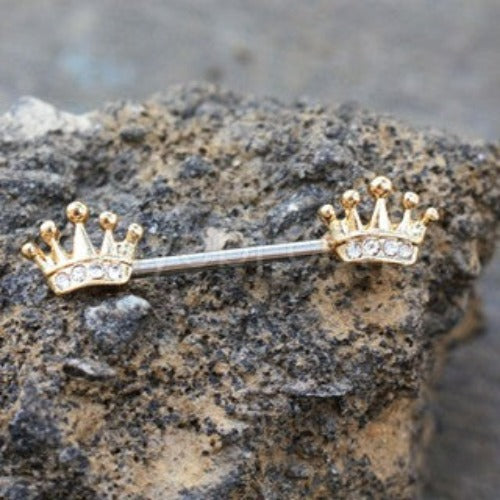 Gold Princess Crown Nipple Bar | Fashion Hut Jewelry