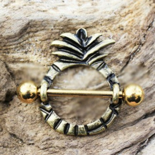 Gold Plated Pineapple Nipple Shield | Fashion Hut Jewelry