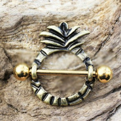 Gold Plated Pineapple Nipple Shield | Fashion Hut Jewelry