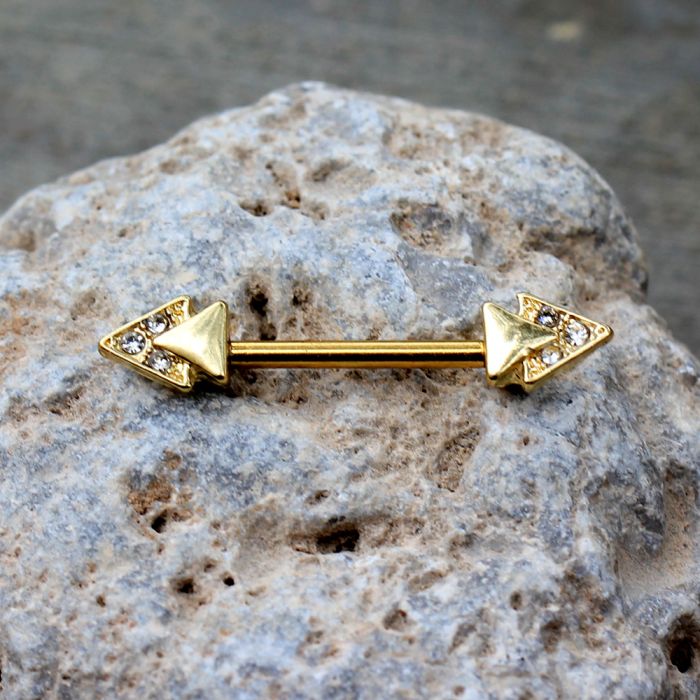 Gold Jeweled Double Triangle Nipple Bar | Fashion Hut Jewelry