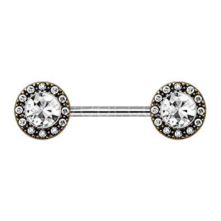 Antique Gold Plated Grand Cubic Nipple Bar | Fashion Hut Jewelry