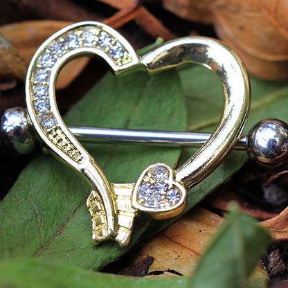 Gold Plated Arrow Heart Nipple Shield | Fashion Hut Jewelry