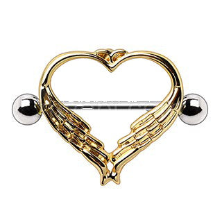 Gold Plated Winged Heart Nipple Shield | Fashion Hut Jewelry