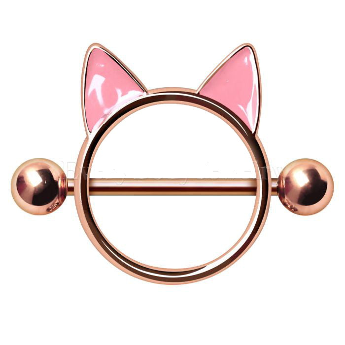 Rose Gold Plated Pink Cat Nipple Shield | Fashion Hut Jewelry