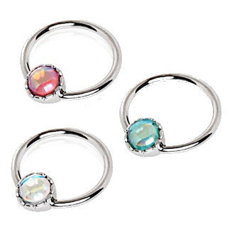 316L Stainless Steel Rainbow Rhinestone Captive Bead Ring Nipple Jewelry | Fashion Hut Jewelry