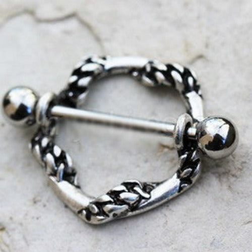 316L Stainless Steel Rope Wrapped Around Nipple Shield | Fashion Hut Jewelry