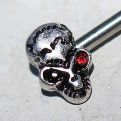 316L Stainless Steel Red Eye Alien Skull Nipple Bar | Fashion Hut Jewelry