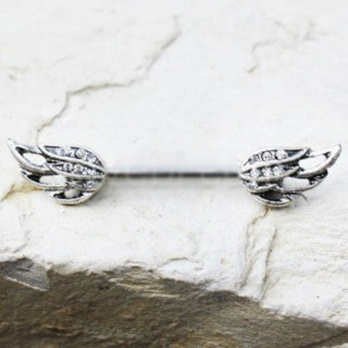 316L Stainless Steel Angel's Wing Nipple Bar | Fashion Hut Jewelry