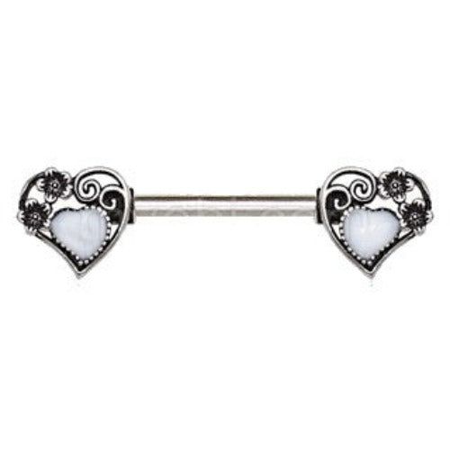 316L Stainless Steel Steampunk Heart Nipple Bar | Fashion Hut Jewelry