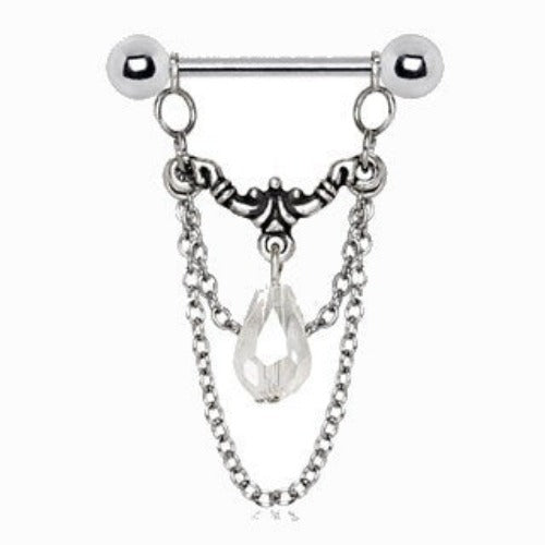 316L Stainless Steel Aurora Double Chain Nipple Ring | Fashion Hut Jewelry