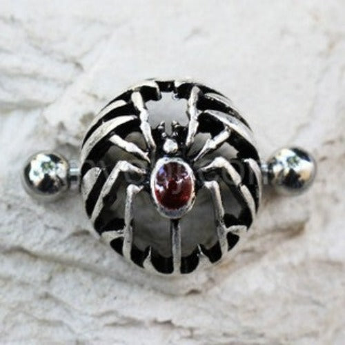 316L Stainless Steel Gothic Spider Dome Shape Nipple Shield | Fashion Hut Jewelry