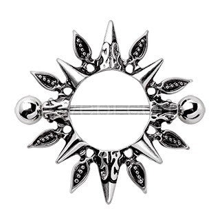 316L Stainless Steel Tribal Design Sunburst Nipple Shield | Fashion Hut Jewelry