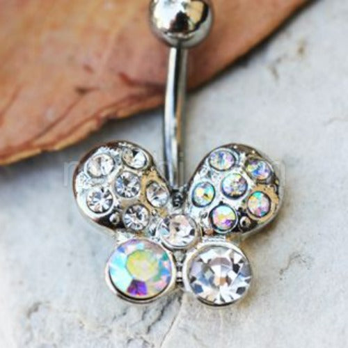 316L Stainless Steel Art of Brilliance Butterfly Gleam Navel Ring | Fashion Hut Jewelry